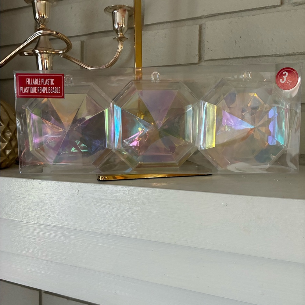 Iridescent Fillable Holiday Ornaments - Set of 3
